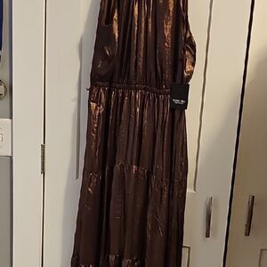 Vera Wang Metallic Brown Dress